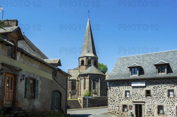 Compains, Saint Georges church, Auvergne Volcanoes Regional Park, Cezallier region, Puy de Dome,