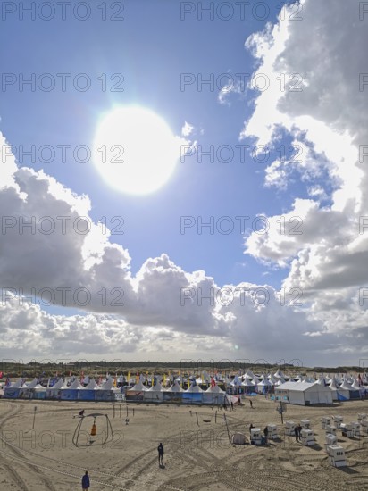 California kitesurfing Masters 2025, tents of the Kite Village with kite equipment for sale,