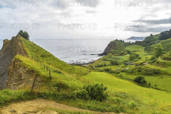 Scenic landscape showcasing the unique flysch rock formations along the coast of sakoneta beach in