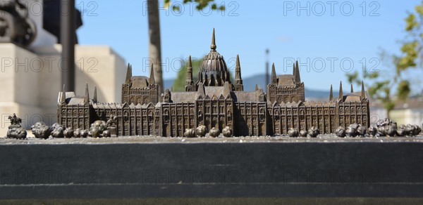 Detailed miniature model of hungarian parliament building, a popular tourist attraction in