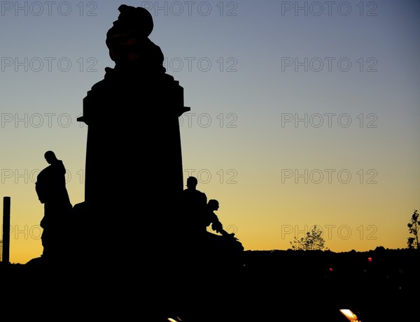 Majestic silhouette of a statue in prague, czech republic, standing tall against the backdrop of a