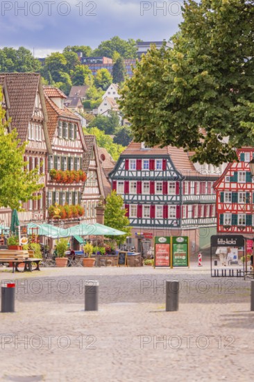 Historic half-timbered houses with colourful facades and a cosy atmosphere, small town pearl Calw,