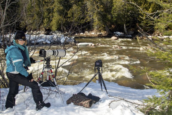 Photographer Veronique Amiard photographs birds along the white waters of the Ste Anne river,