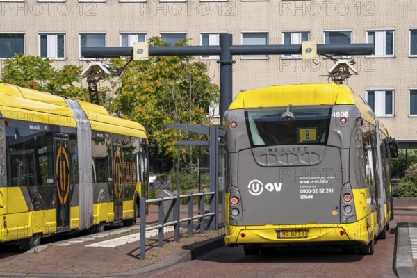 U-OV bus station at Utrecht-Lunetten railway station, electric bus, fast charging station via