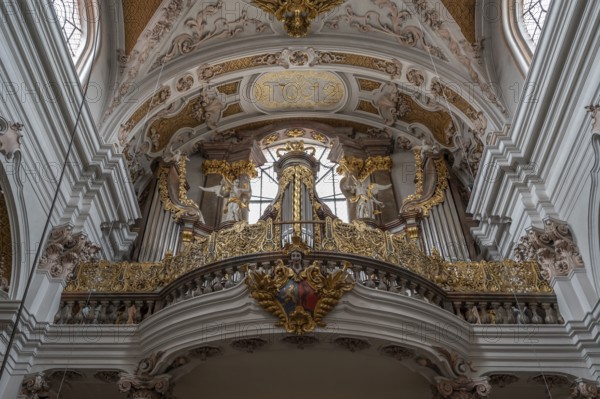 Organ loft, the organ is from 1725, Abbey Church of the Assumption of the Virgin Mary, Rohr, Lower