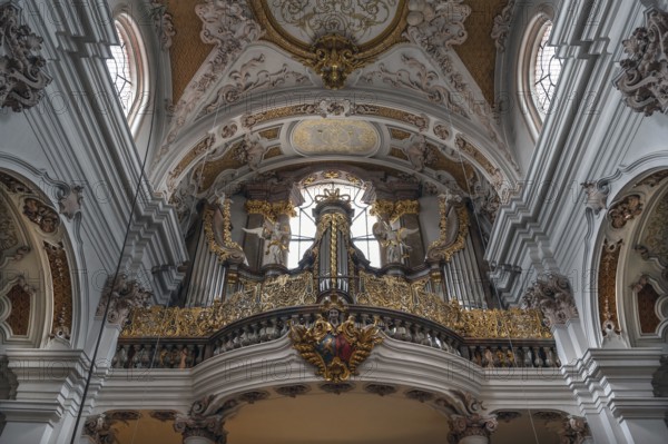 Organ loft, organ was built in 1725, Abbey Church of the Assumption of the Virgin Mary, Rohr, Lower