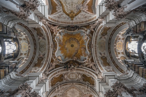 Dome vault and frescoes of the Abbey Church of the Assumption of the Virgin Mary, created by the