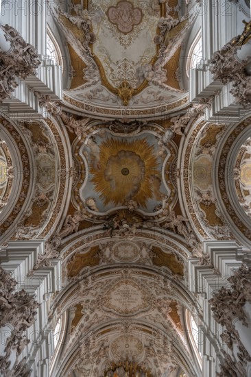 Dome vault and frescoes of the Abbey Church of the Assumption of the Virgin Mary, created by the