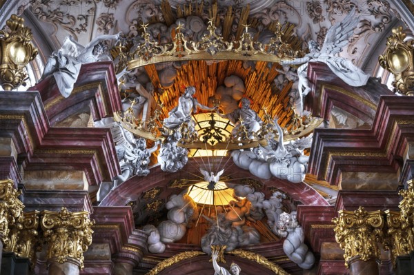 Detail of the chancel with the Assumption of the Virgin Mary, a work by the Asam brothers built