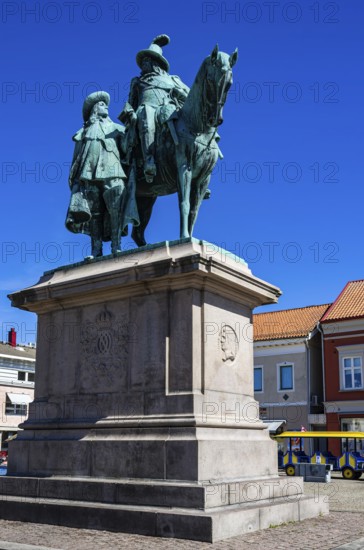 Equestrian statue of Karl X Gustav and statue of Erik Jonsson Count of Dahlberg by sculptor Theodor