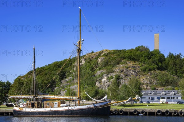 The ketch TS BRITTA is moored at the quay in the guest harbour of Uddevalla, Bohuslän, Västra