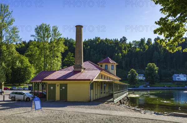 Former spa and bath building at Gustafsberg, a historic spa and bathing resort on the Byfjord in