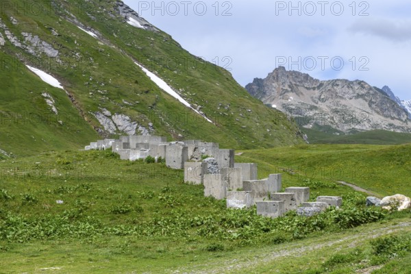 Historical border fortification military border fortification from World War II in the form of