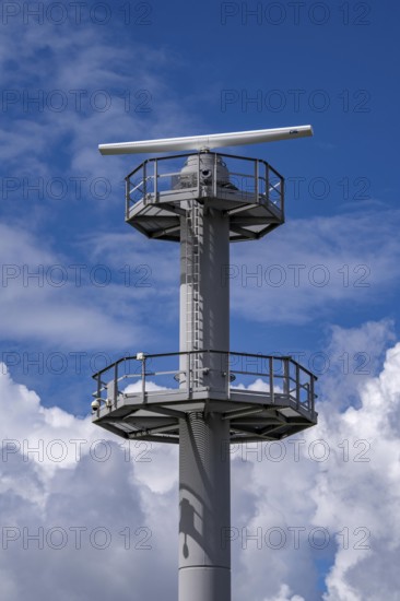 Radar tower, on the North Sea coast near Eemshaven, monitors shipping traffic on the coast,