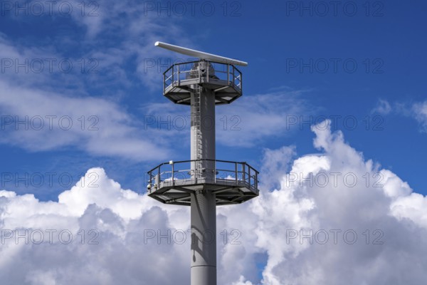 Radar tower, on the North Sea coast near Eemshaven, monitors shipping traffic on the coast,