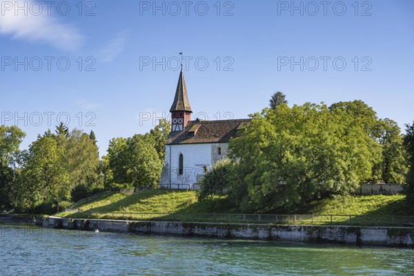View over the Rhine, Hochrhein to the Wagenhausen provostry at the former Allerheiligen monastery,