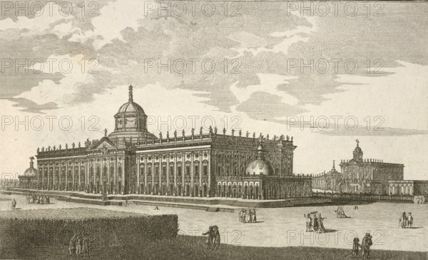 Royal Palace near Potsdam, main façade, Germany, around 1880, digitally restored reproduction of a