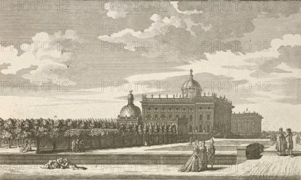 The royal palace near Potsdam, Germany, around 1880, digitally restored reproduction of a 19th