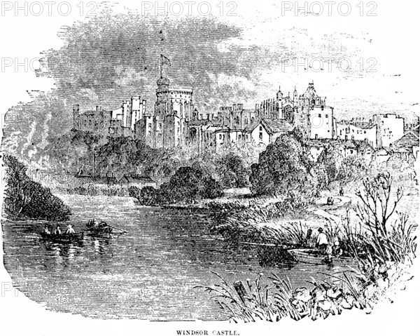 Windsor Castle, most important residence of Queen Victoria and Prince Albert, park, lake with