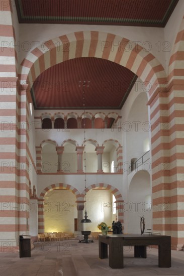 Nave of the Ottonian UNESCO St Michael's Church, interior view, St Mary's Cathedral, Hildesheim,