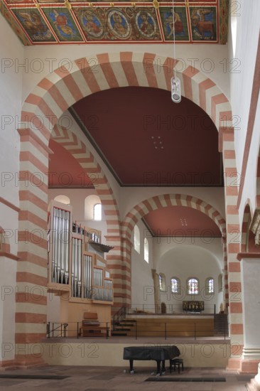 Organ of the Ottonian UNESCO St Michael's Church, interior view, St Mary's Cathedral, Hildesheim,