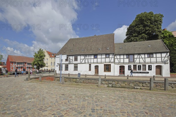 Historic half-timbered houses, vaults, Frische Grube, Wismar, Mecklenburg-Vorpommern, Germany