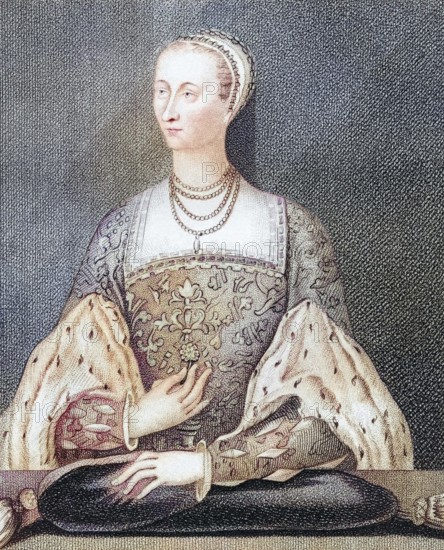 Mary of Guise, 1515 to 1560, Queen of Scots as second wife of King James V and mother of Mary,