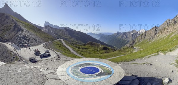 Panoramic view to the left small car park of Col Agnel Colle dell' Agnello dell'Agnello in the