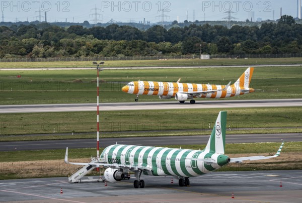 Düsseldorf Airport, Condor Airbus A321-200, aircraft on the apron, Condor Airbus A321-211 taking