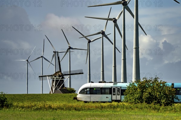 Westereems and Growind wind farms, over 80 wind turbines in total, at Eemshaven seaport, province