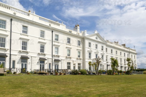 Historic terrace houses built c 1860s overlooking Plymouth Sound, Grand Parade, West Hoe, Plymouth,