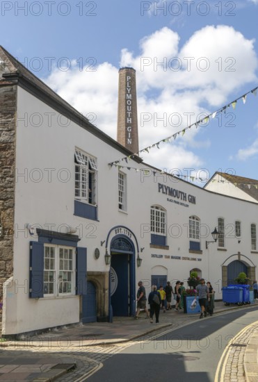 Plymouth Gin historic Black Friars distillery building, The Barbican, city of Plymouth, Devon,