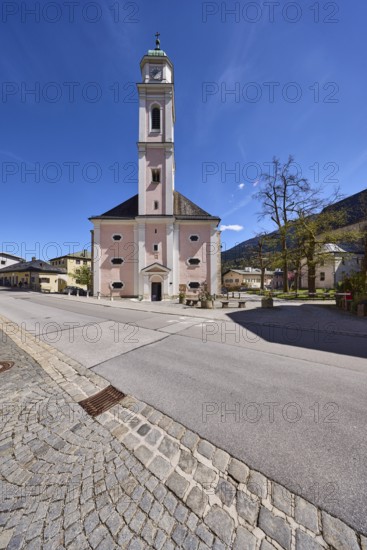 St. Andreas, church, street, asphalt, trees, general architecture, sidelight, blue sky,