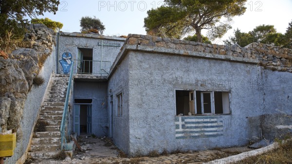 Lost Place, Apitiki, Bunker, Military base, Abandoned building with stairs and stone walls