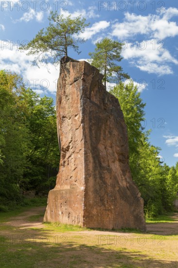 Free-standing rock made of porphyry for climbers in the former Seidel quarry on Rochlitzer Berg,