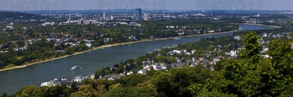 The Rhine with a view towards Bonn seen from the Drachenfels, Siebengebirge, Koenigswinter, North