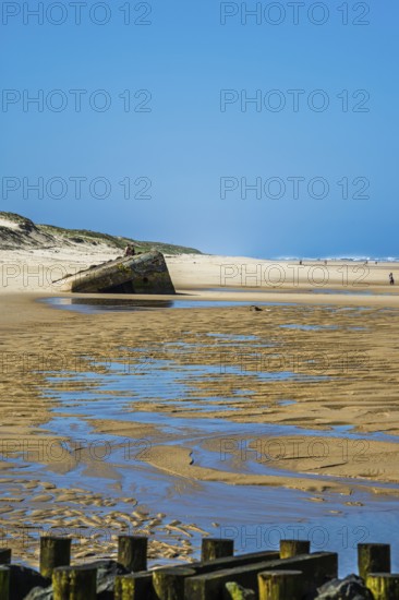 German bunker from World War II on Contis beach, Saint Julien en Born, Saint-Julien-en-Born,
