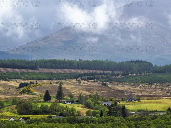 Nevis Range Mountains from Commando Memorial, Grampian Mountains, Fort William, Highland, Lochaber,
