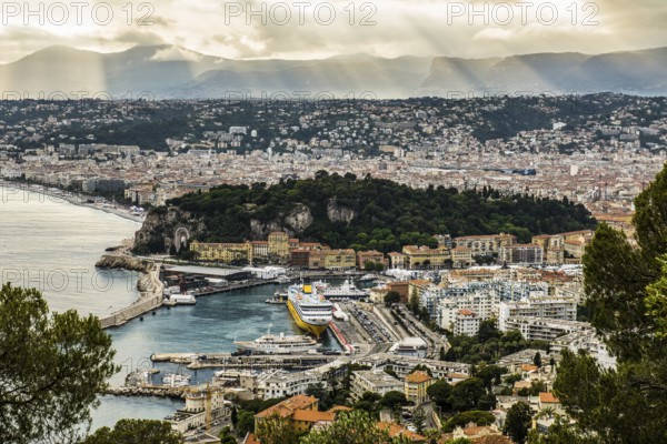 Panorama, Sunset, View from Mont Boron, Nice, Alpes Maritimes, Provence Alpes Cote d'Azur, French