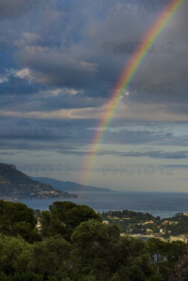 Panorama, Rainbow, Sunset, View from Mont Boron, Saint-Jean-Cap-Ferrat, Cap Ferrat, Alpes
