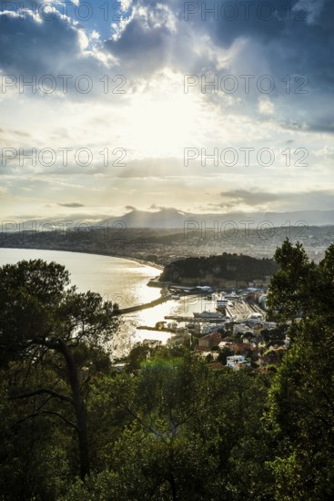Panorama, Sunset, View from Mont Boron, Nice, Alpes Maritimes, Provence Alpes Cote d'Azur, French