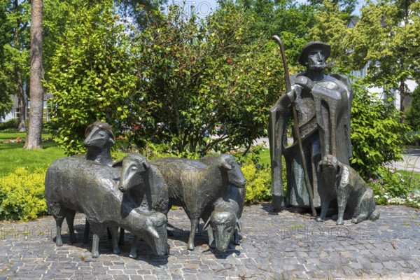 Shepherd's fountain, sculpture, artist Josef Rikus, Bad Lippspringe, climatic health resort,