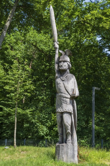 Hermannsdenkmal, wooden statue, replica of the Hermannsdenkmal near Detmold, garden show, Bad