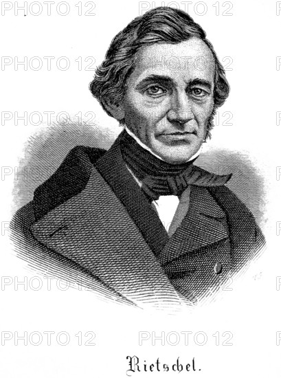 Portrait of Ernst Friedrich August Rietschel (1804-1861) neckerchief, coat, sculptor of late