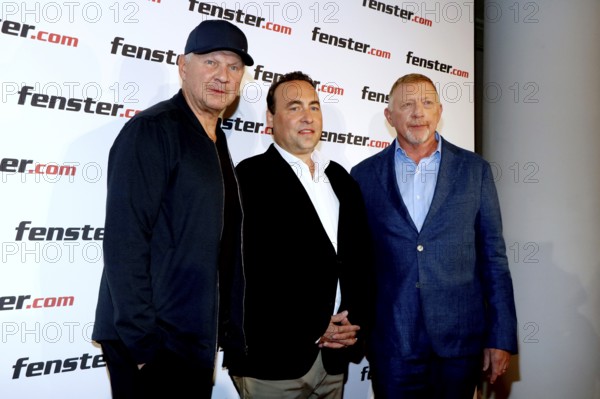 Stefan Effenberg, Philipp Neuffer (CEO Fenster.com) and Boris Becker at the press conference to