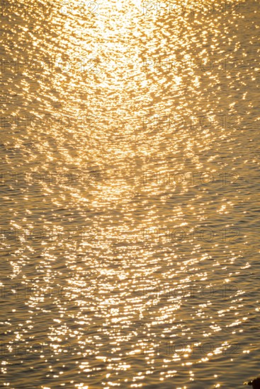 Olden sunlight is reflected by the water surface of the North Sea, natural glow, glow, highlights