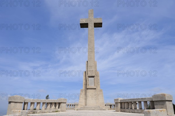 Stone cross at the Santuari de Sant Salvador monastery, Puig de Sant Salvador near Felanitx,
