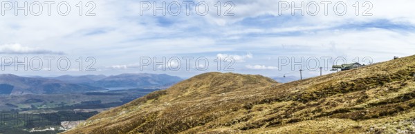 Panorama View of Nevis Range Mountains, Grampian Mountains, Fort William, Highland, Lochaber,
