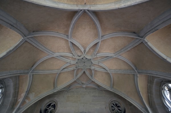 Loop star vault in the well house, Bebenhausen Monastery, built around 1500, Bebenhausen district