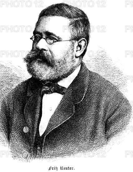 Fritz Reuter, poet and writer, Low German language and literature, portrait, Prussia, historical